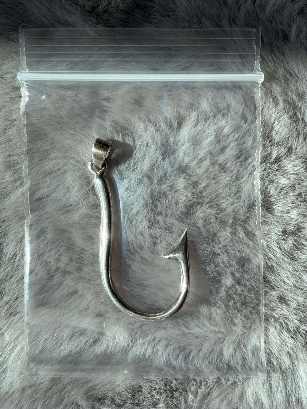 Sterling Silver Fancy Fish Hook Pendant Necklace Charm